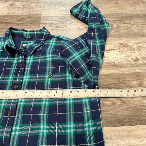 L.L Bean Green Blue Mens L Plaid Tartan Shacket Quilted Lined Button Up Jacket - Picture 4 of 9